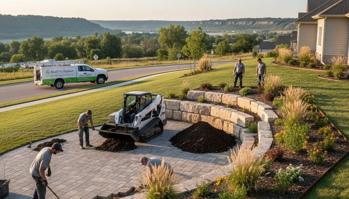Bellevue, NE landscaping team providing professional yard maintenance and landscape design services