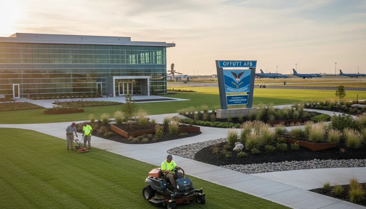 Landscape service team in Bellevue, NE providing professional lawn and property care